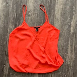 Red spaghetti strap cross body tank
